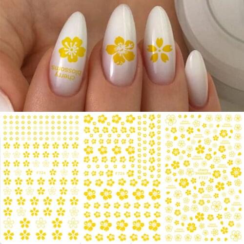 Nails Art Back Glue Decals Gold Flowers Decorations Nail Stickers For Nails Tips Beauty
