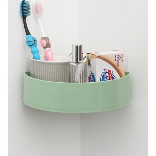 4Colors Wall Mounted Bathroom Corner Shelf Sucker Suction Cup Plastic Shower Basket Kitchen Wall Suction Cup Shower Holder