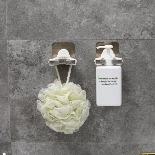 1pc Punch-free Bathroom Hook Shampoo Shower Gel Hanger Hand Soap Dispenser Organizer Wall-mounted Kitchen Shelf Broom Mop Rack