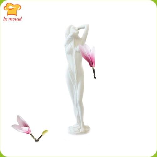 LXYY New Creative Girl Silicone Mould Character Handmade Plaster Sculpture Art Silicone Molds Household Candle Decoration Tools