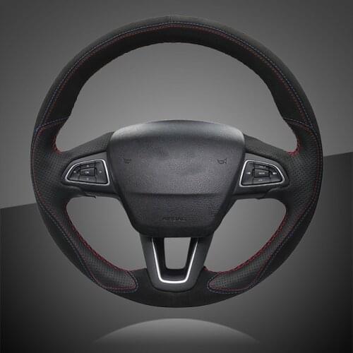 Auto Braid On The Steering Wheel Cover for Ford Focus 3 2015-2018 Kuga 2016-2018 Escape 2017 Car Steering Wheel Covers Leather