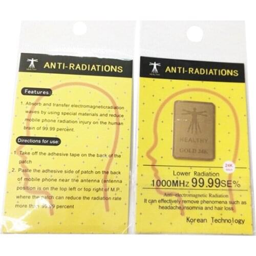 Wholesales Price 500PCS/lot Gold 24K Sticker Healthy Anti Radiation For Mobile Phone Rectangle Shield With Negative Ions