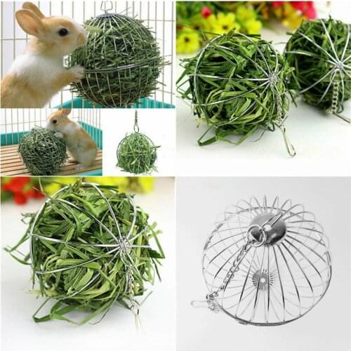 Dispense Exercise Hanging Hay Ball Round Sphere Feed Guinea Pig Hamster Stainless Steel Rabbit Pet Toy