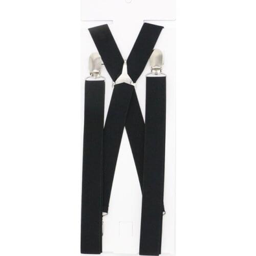 4 Clips Solid Mens Suspenders 2.5cm Width Womens Pants With Adjustable Suspenders Triangle Metal Cross