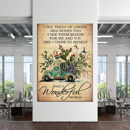 Gardening and Hummingbird Lovers What a Wonderful World Lyrics Gardener Posters Living Home Decoration Wall Art Posters