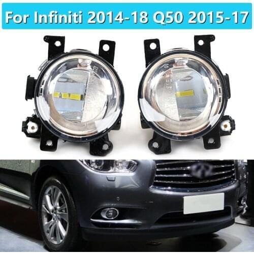 2Pcs LED Fog Light Head Light For Infiniti 2014-18 Q50 15-17 QX60 QX80 2015 Q70/Q70L/Q70 Fog Lamp Assembly 261504GA0A 261554GA0A