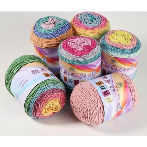 Rainbow Cotton Cake Yarn Hand-Woven DIY Ball Wool Gradient Color Yarn Segment Dyed Crochet shawl blanket Hand knitted Fancy Yans