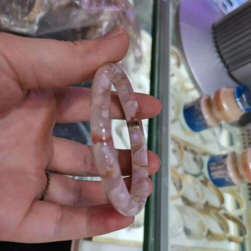 Romantic Sakura Agate Bracelet Thin Round Strips Ice Flowing Flowers Carefully Selected Good Quality Ring Beautiful Charm Female