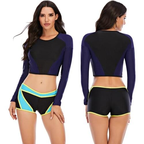 Sexy two-piece set swimsuit long-sleeved slimming swimwear surfing wetsuit rash guard bathing suit diving