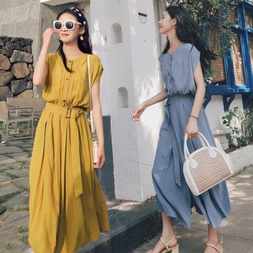 Chiffon Dress Women Summer 2020 New Womens Loose Temperament Long Dresses Mujer casual lace sleeveless Vestidos Female Z930