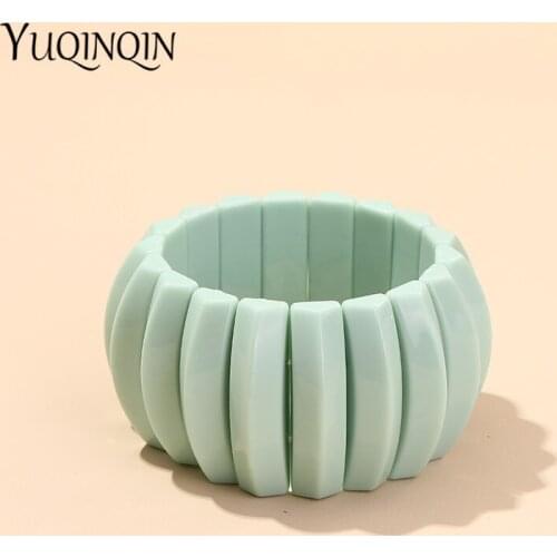 Acrylic Resin Wide Stretch Charm Womens Bracelets Fashion Jewelry Vintage Adjustable Chain Link Cuff Bracelets Bangles Female