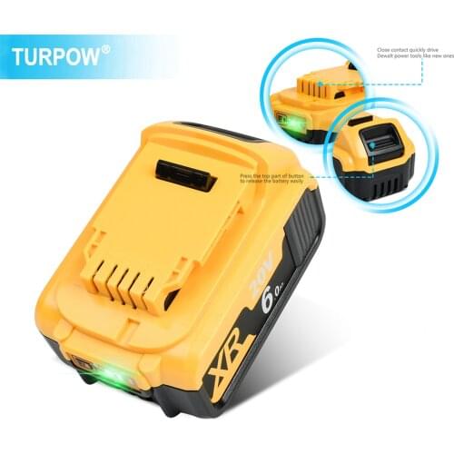 Turpow 20V 6000mAh Replacement Battery for DeWalt DCB184 DCB200 DCB182 DCB180 DCB181 DCB182 Li-lon Power Tool Battery