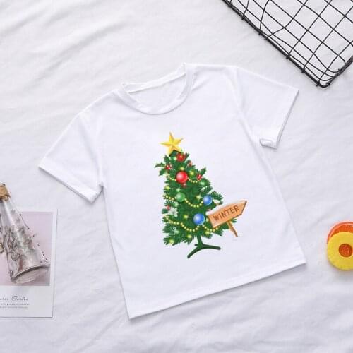 Boys Tops Plant Cartoon Christmas Tree Print Summer T-shirt Kids Cute Funny Girls T Shirt Leisure Clothes Normal Length