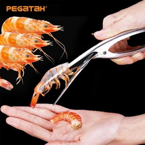 Stainless Steel Shrimp Peeler Practical Prawn Deveiner Lobster Shell Remover Peel Device Portable Kitchen Seafood Tools