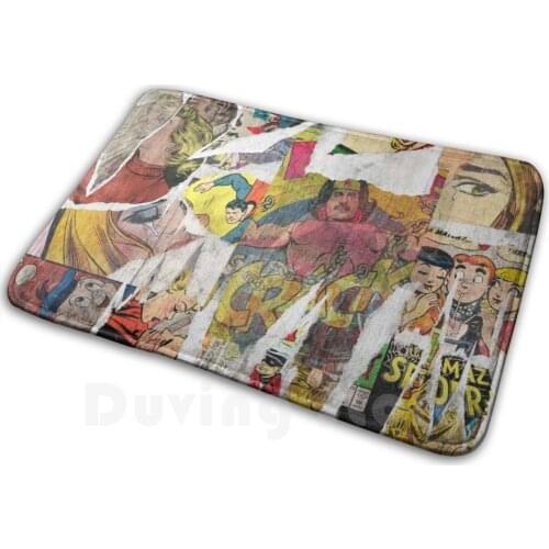 Vintage Pop Art Comics Collage Mat Rug Carpet Anti-Slip Floor Mats Bedroom Vintage Comics Pop Art Comics Comics Collage Cartoon