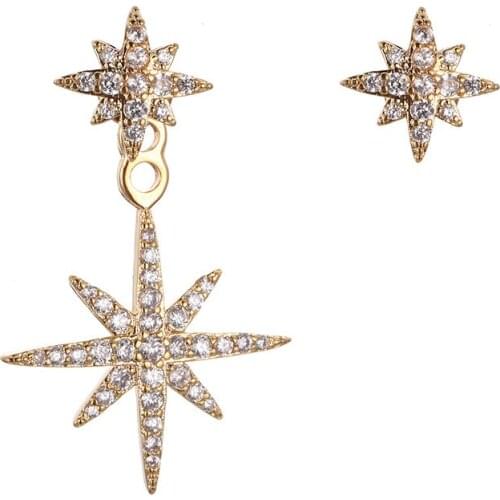 Women Earrings Asymmetric Star Micro Inlaid Zircon Earrings Fashion Simple Banquet Engagement Earrings Give Girl Birthday Gift