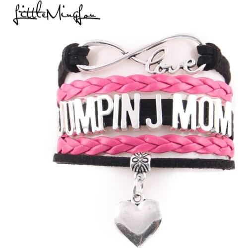 Little MingLou Infinity love Jumpin J mom Bracelet heart Charm leather wrap bracelets & bangles for Women jewelry