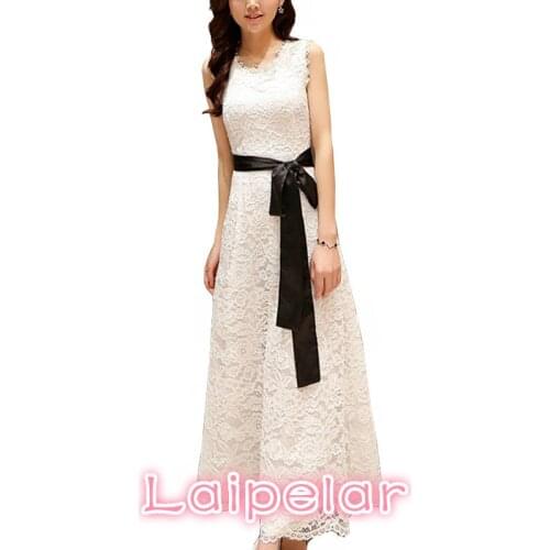 Summer womens dress sleeveless stitching lace dress dress wedding banquet holiday dress shirt white dress