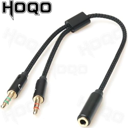 3.5mm trrs adapter,Braided Nylon Jack Splitter 2 In 1 Out 3.5mm Stereo Audio Headphones Microphones Cable Adapter Rallonge Jack