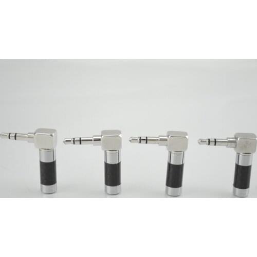 4pcs Brand new Carbon Fiber silver plated 3poles right angle stereo 3.5MM audio plug Solder cable adapter