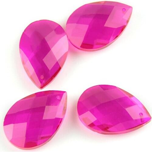 50pcs Crystal Glass Almond Prism Chandelier Parts 38mm Rose Color For Wedding Decor Pendant Suncatcher