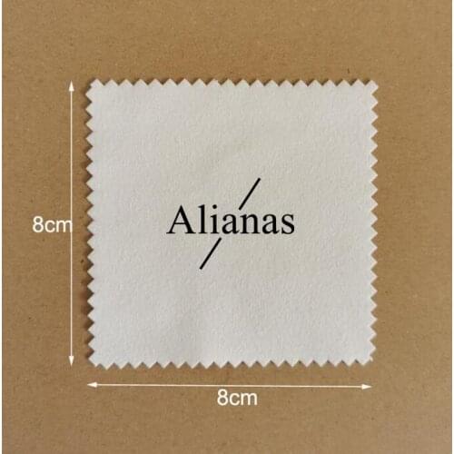 Customized Logo 500pcs 8x8cm White Silver Polishing Cloth Jewelry Cloths Printed With Black Logo OPP Bag Individually Wrapped