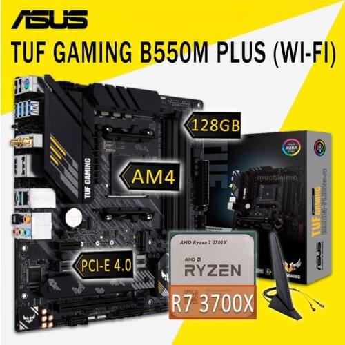 Asus TUF GAMING B550M-PLUS (WI-FI) Motherboard With AMD Ryzen 7 3700X Motherboard Set AMD B550 Gaming Placa-Mãe AM4 DDR4 3700X