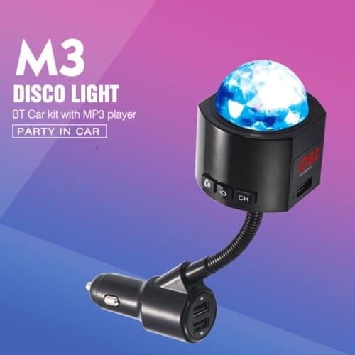 3 USB Port Car ChargerHands-Free Car Kit MP3 Player With Ambient Light Wireless Audio Receiver Allows For Hands-Free Calls