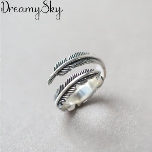 Bohemian Luxury Vintage Punk Silver Color Big Feather Rings For Women Wedding Statement Finger Ring Anillos Anelli Bijoux