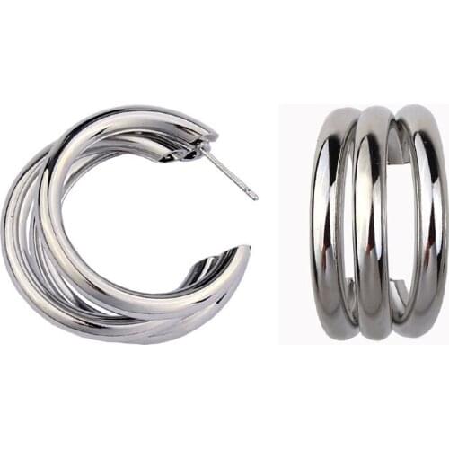 FSUNION New Arrival 2020 New Fashion Gold Color Twisted Metal Round Circle Earrings For Women Girls Statement High Street Punk