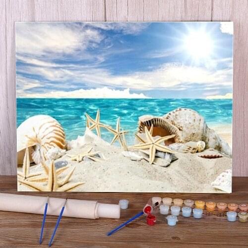 Landscape Seaside Beach DIY Paint By Numbers Set Acrylic Paints 50*70 Paiting By Numbers New Design Crafts For Handicraft