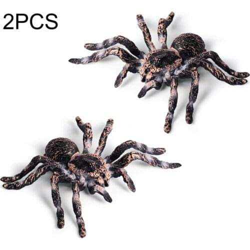 2pcs Artificial Spider Halloween Decoration Simulated Spider Model Realistic Plastic Spider Figurines Kids' Educational Toy