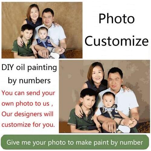 NO frame Photo custom make your own customized DIY oil painting picture drawing canvas portrait wedding family photos home deco
