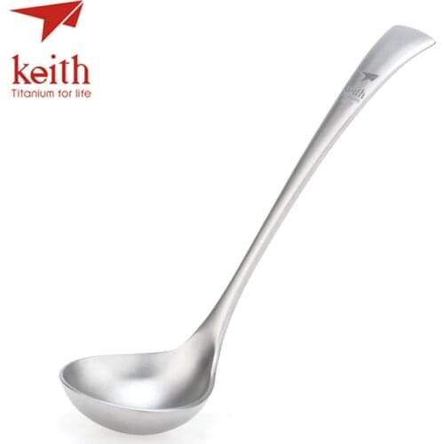 Keith New Thicken Titanium Soup Spoon Dinner Outdoor Camping Hiking Travel Spoon Tablewares 20.3cm Only 63g