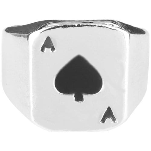 Black Enamel Poker Spade Ace Rings for Woman Man Poker Ring