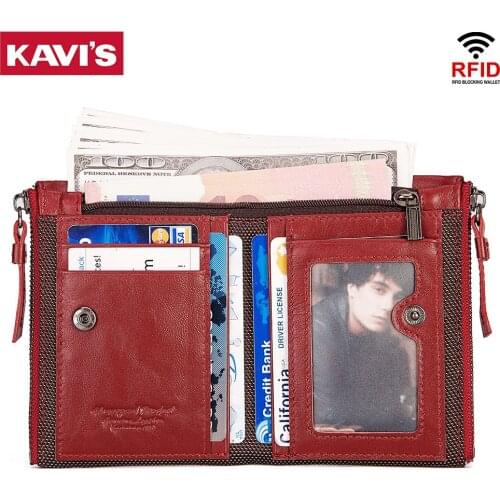 Woman Genuine Leather Wallets Red Fashion Mini Coin Purse Rfid Womens Zipper Wallet Female Small Credit Card Holder Pocket Bags