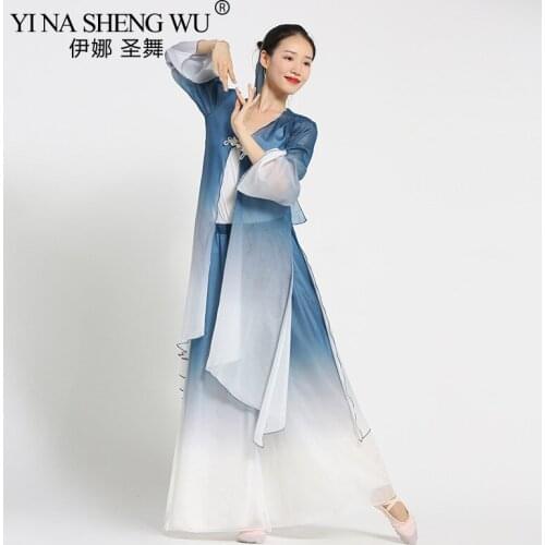 Classical Dance Costume Summer Gauze Performance Clothes Tops Elegant Dance Basic Training Cardigan Long Practice Clothes Women