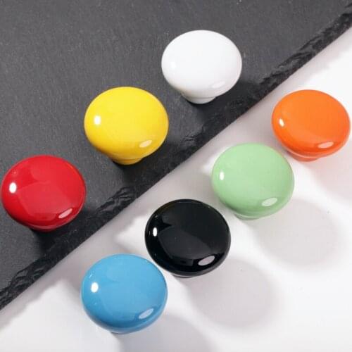Candy Color Round Furniture Ceramic Knob Cabinet Drawer Closet Cupboard Handles Modern Kitchen Handle Furniture Hardware