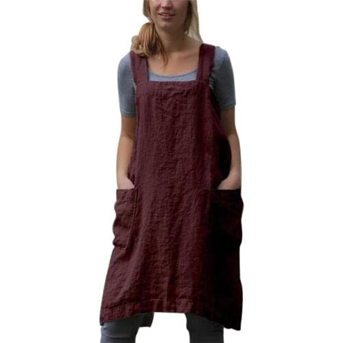 Kitchen Aprons for Women Men Cotton Linen Japan Style Solid Bandage Household Cleaning Tool Kitchen Cooking Aprons Plus Size