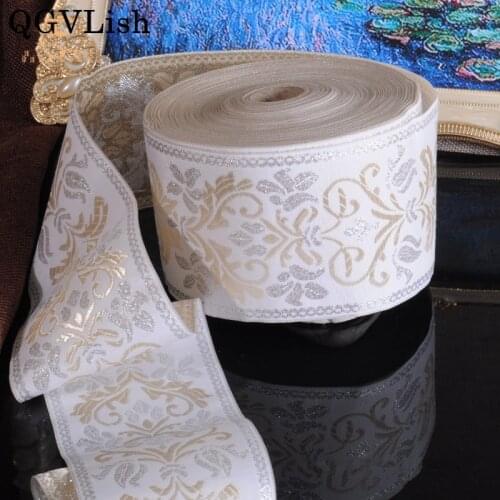 QGVLish 25M/lot 6cm Wide Jacquard Curtain Lace Trim Ribbon Belt DIY Valance Stage Sofa Clothing Living Room Decor Curtain Trims