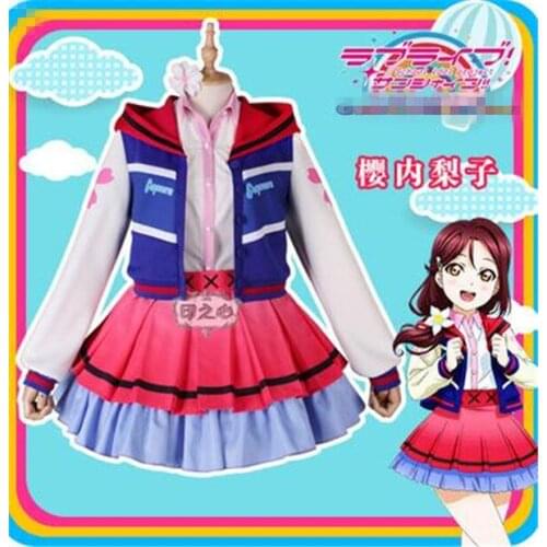 LoveLive!Sunshine Next SPARKLING Over the Anime Cosplay Costume Riko Sakurauchi Shirt+Skirt+Coat lovely full sets