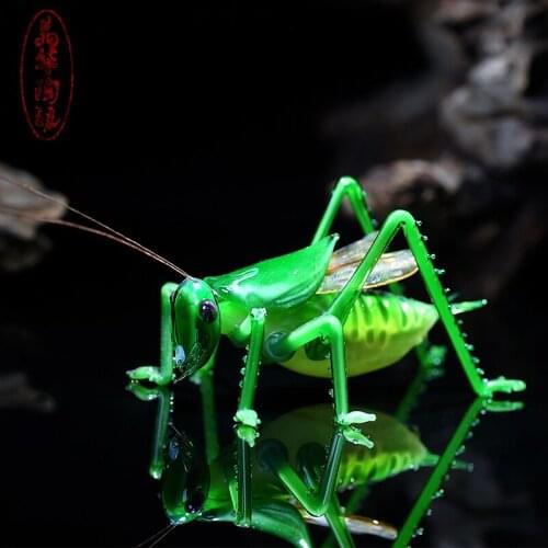 Glass simulation Mantis insect small ornament micro basin landscape decoration give father old man glass craft gift