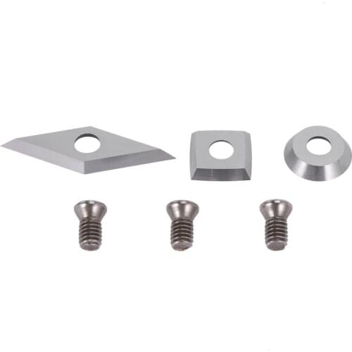 3Pcs Tungsten Carbide Cutters Inserts Set For Wood Lathe Turning Tools(Include 11Mm Square With Radius,12Mm Round,28X10Mm Diamon