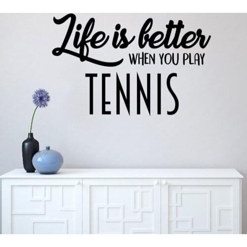 Tennis Quote Mural Art Wall Sticker for Tennis Sport Home Living Room Decoration Removable A002395