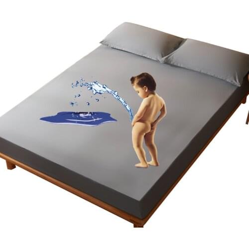 1pc Solid Waterproof Mattress Protector with Elastic Band Sanding Breathable Bed Mattress Cover Anti-mite Washable