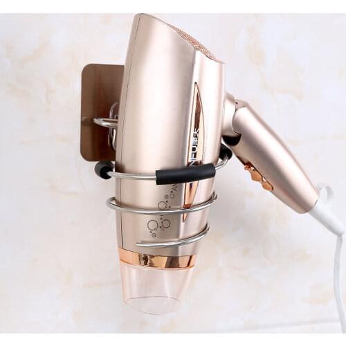 Bathroom Hair Dryer Holder Blower Home Organizer Adhesive Wall Mounted Nail Free No Trace Stickers Hair Care Dryer Storage Rack