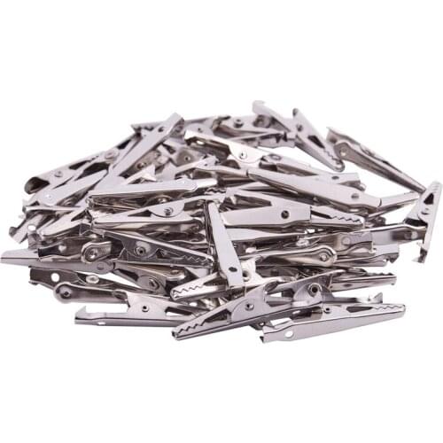 New 50 Pcs Silver Tone Metal Alligator Clip Crocodile Clamps