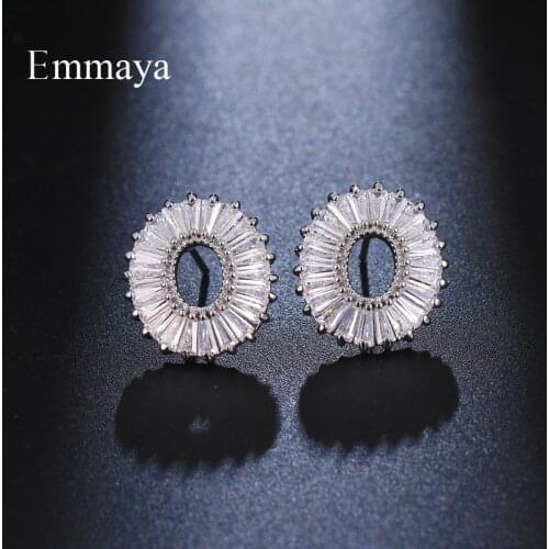 Emmaya Charming Circular Design Classic Earring For Female Personality White Gold Jewelry In Banquet Shiny Ornament