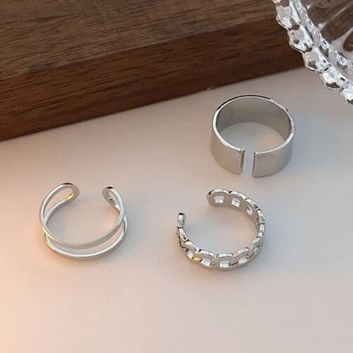 Adjustable Ring Personality Collocation Cold Shiny Cross Jewelry Three-piece Set Accessories Fashion Accessories 2021 New