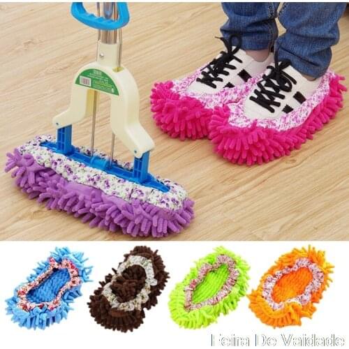 1Pc Mop Slippers House Cleaning Dust Removal Lazy Floor Wall Dust Removal Cleaning Feet Shoe Covers Washable Reusable Microfiber